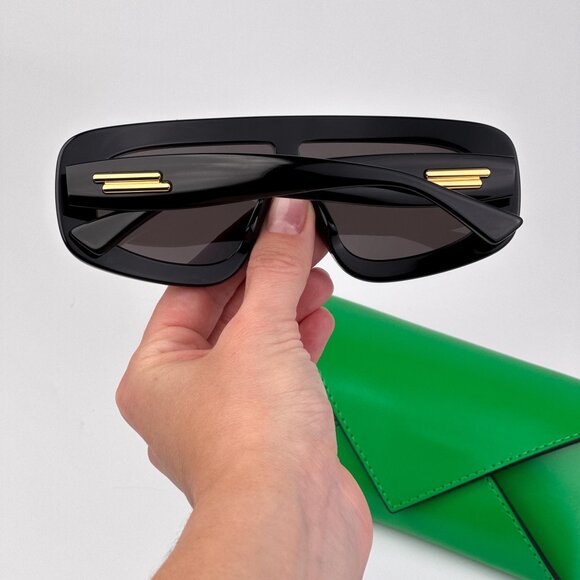 Bottega Veneta Shield Sunglasses – Black Frame / Grey Lens (BV1281S 001) - Picture 3 of 14